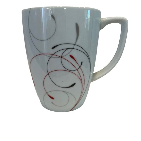 Corelle Other - Corelle Coordinates Splendor Mugs Red Gray Swirls Set 4 Coffee Cups Cup Mug